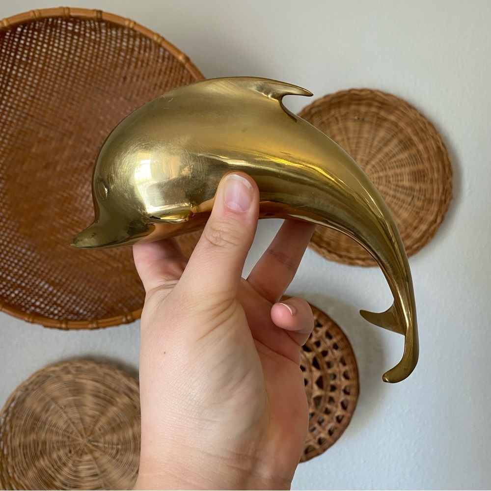 Vintage Solid Brass Dolphin Figurine